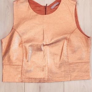 Zara Copper Rose Gold Metallic Crop Tank Top M